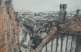 Colour etching, Keere Street, Lewes, indistinctly signed and dated 1971, limited edition 6/60, 17