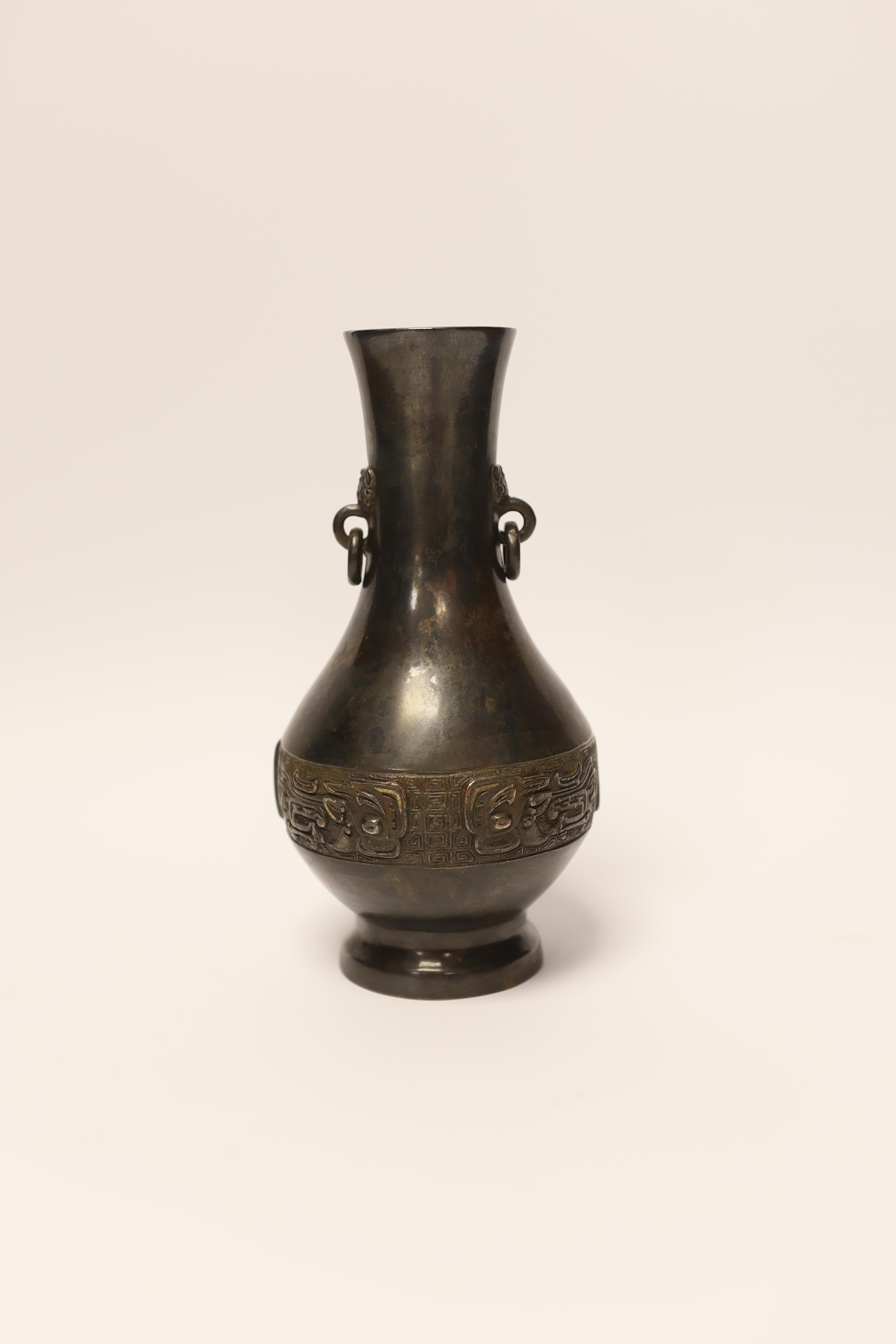 A Chinese bronze vase, 17th / 18th century, 16.5cm - Image 3 of 4