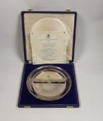A cased limited edition silver plate commemorating the marriage of Princess Ann and Captain Mark