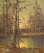 Guido Gnocchi (Italian, b. 1917) oil on canvas, Forest near Malpensa, signed, inscribed label verso,