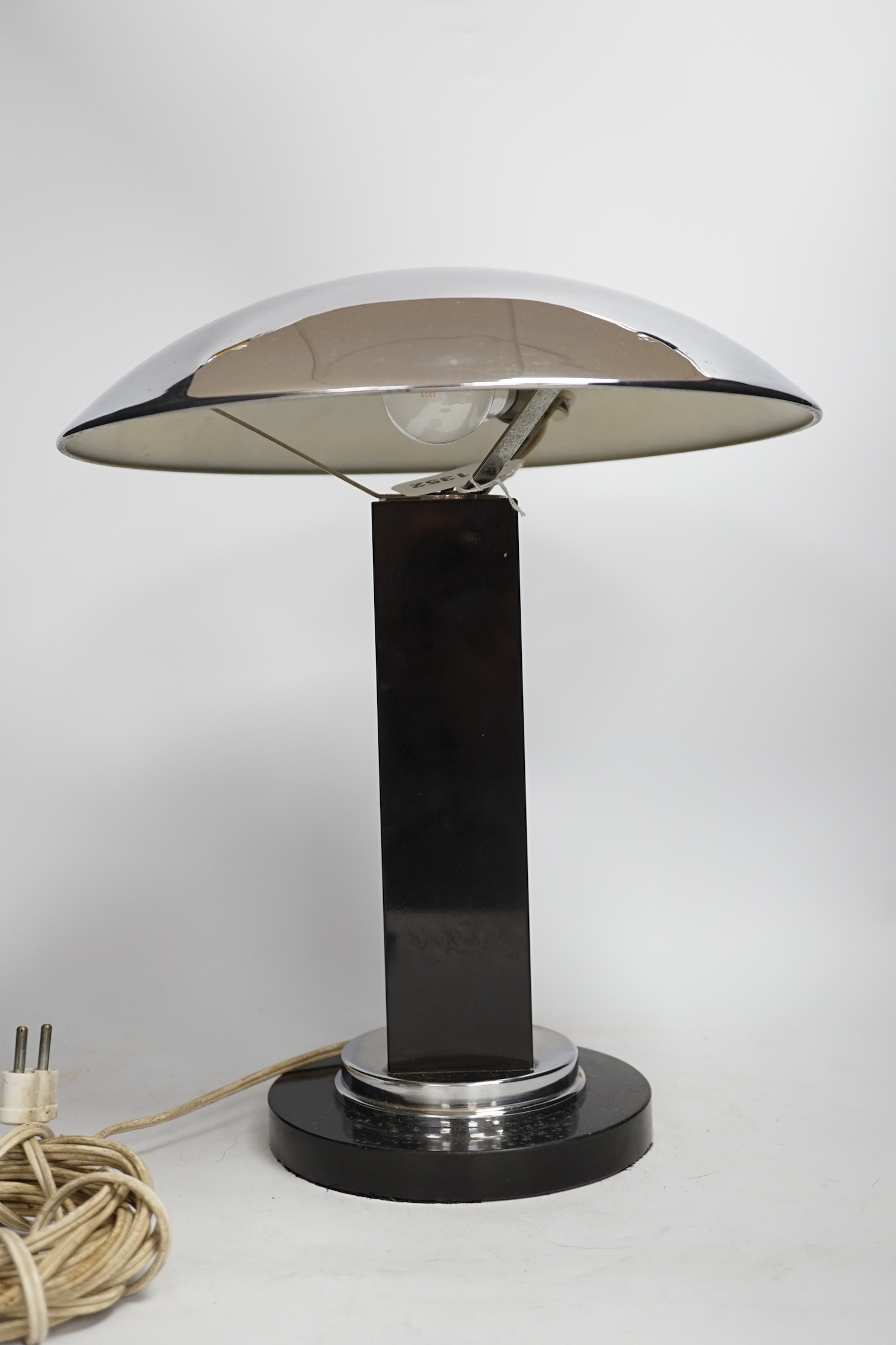 An Art Deco mushroom table lamp with chrome shade, 36cm high - Image 2 of 2