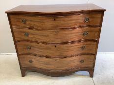 A George III mahogany serpentine four drawer chest, width 111cm, depth 59cm, height 101cm