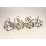 Two pairs of silver five bar toast racks, Lee & Wigfull, Sheffield, 1904 and cusped shaped,