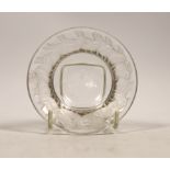 A Lalique small bowl with moulded wrens to rim, 9.5cm diameter