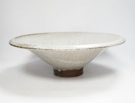 A Studio pottery crackle glaze bowl, 40cm diameter