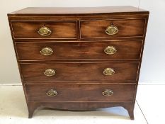 A Regency mahogany five drawer chest, width 107cm, depth 50cm, height 105cm