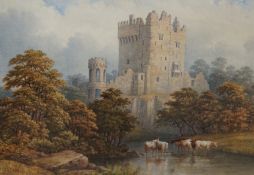 John Dobbin (1815-1888) watercolour, Blarney Castle, signed, inscribed and dated 1862, 36 x 50cm