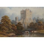 John Dobbin (1815-1888) watercolour, Blarney Castle, signed, inscribed and dated 1862, 36 x 50cm