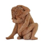 ** ** Karin Jonzen RBA ARBS (1914-1998), a terracotta group, 'Couple embracing', 20cm high