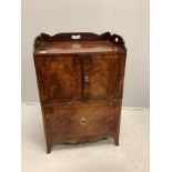 A George III mahogany tray top commode, width 60cm, depth 44cm, height 91cm