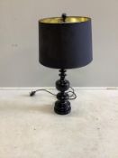 A contemporary table lamp, height including shade 72cm