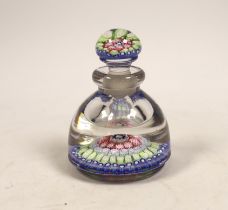 Millefiore glass inkwell and stopper, 9cm high