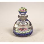 Millefiore glass inkwell and stopper, 9cm high