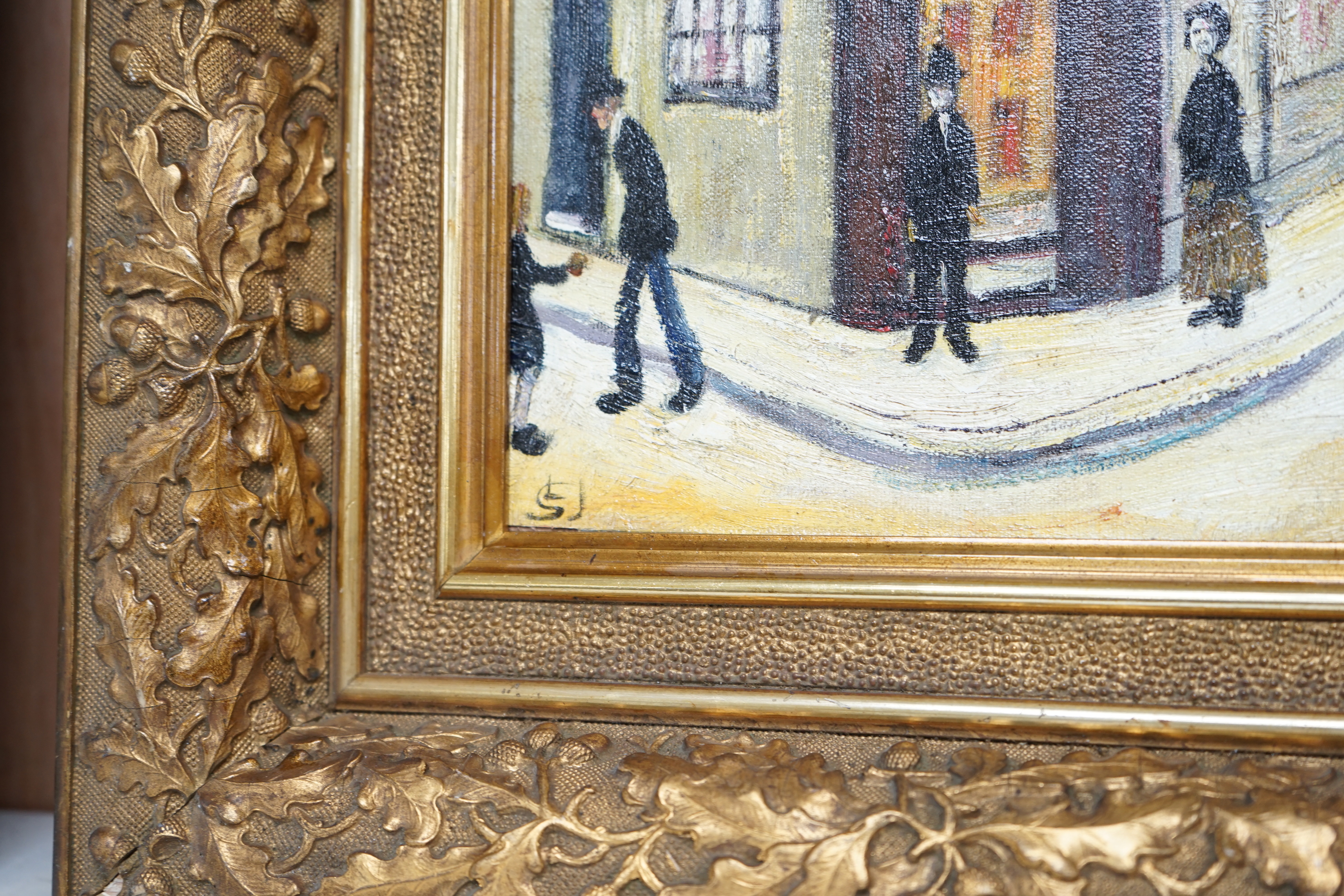 Manner of Laurence Stephen Lowry RBA RA (1887-1976) oil on board, Northern street scene with - Image 3 of 3