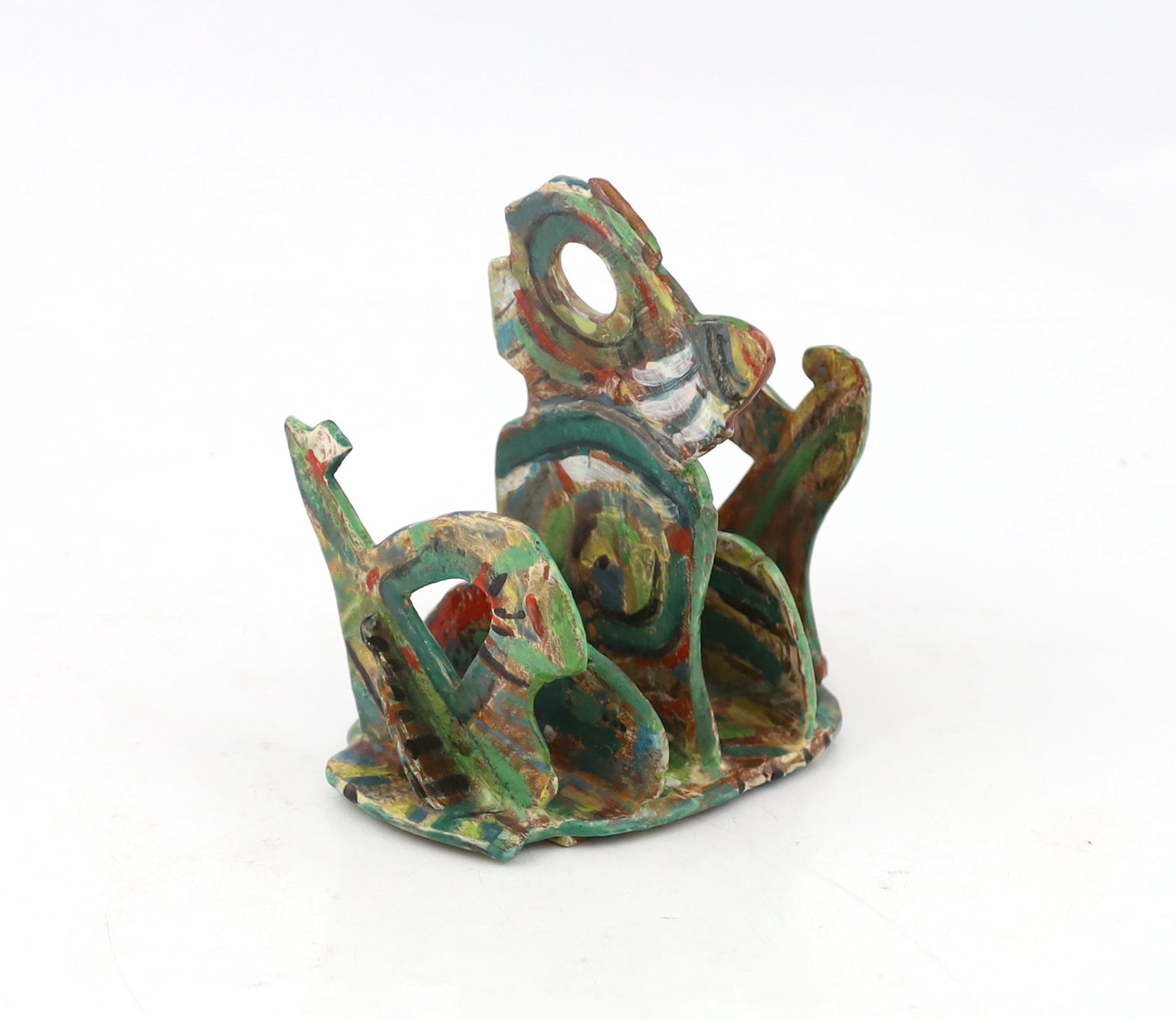 § Angus Suttie (1946-1993), a multi coloured glazed pottery toast rack, with five divisions, the - Image 3 of 4