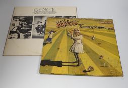 Two Genesis LP record albums; Nursery Cryme (CAS.1052) And the lamb lies down on Broadway (CG1A),