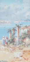 Gianni, gouache, Naples view, signed, 22 x 11cm