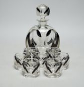An Art Deco Bohemian glass liqueur set, decanter height 21cm