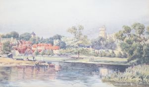 F Hughes Richardson (20th . C) two watercolours, The Town Clock, Steyning and a river landscape,