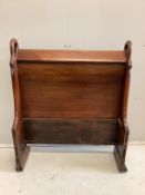 A pair of Empire style mahogany swan neck single bed frames, width 82cm, height 94cm