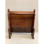 A pair of Empire style mahogany swan neck single bed frames, width 82cm, height 94cm