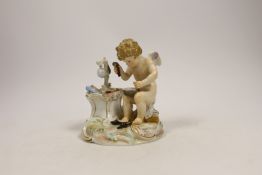A Meissen figure of Cupid in disguise as a cobbler, 19th century, 12cm