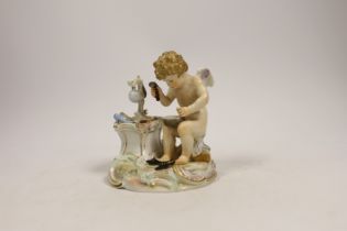 A Meissen figure of Cupid in disguise as a cobbler, 19th century, 12cm