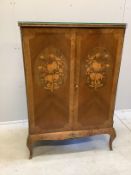A Louis XVI style inlaid kingwood side cabinet, width 78cm, depth 45cm, height 114cm