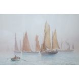 Ernest Stuart (fl.1889-1915), watercolour, Fishing boats at sea, signed, 35 x 53cm