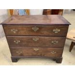 A George III mahogany three drawer chest, width 107cm, depth 53cm, height 90cm