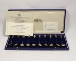 A limited edition cased set of 'American Royal Family 1607-1776', parcel gilt silver spoons,