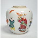 A Chinese famille rose ginger jar, late Qing, 18cm high