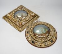 Two Victorian shellwork dioramas, largest 23cmsq