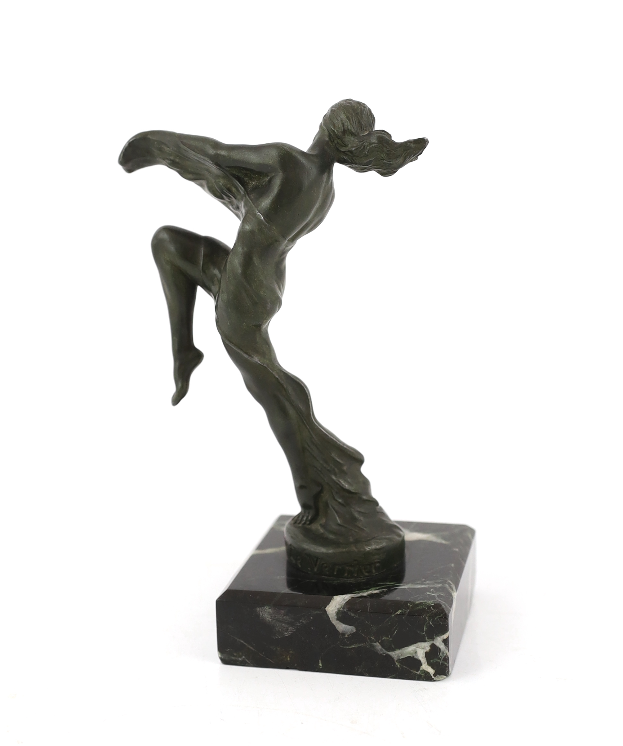 Max Le Verrier (1891-1973), a patinated metal car mascot 'Isa', modelled as a dancer in diaphanous - Image 2 of 3