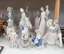 Collection of twelve Lladro figures including Precious Love and High Society