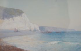 John White (1851-1933) gouache, Devon coastal scene, signed, 18 x 27cm