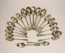 A set of five George III silver Old English pattern dessert spoons, George Smith III, London, 1776