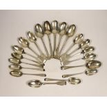 A set of five George III silver Old English pattern dessert spoons, George Smith III, London, 1776