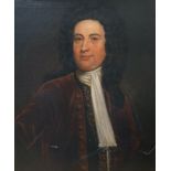 Mid 18th century, English school, oil on canvas, Portrait of a gentleman wearing a wig and frock