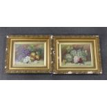 E. Ghist, pair of oils on board, Still lifes of fruit and flowers, each signed, 23 x 32cm