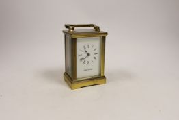 A Mappin & Webb brass carriage timepiece, 11.5cm