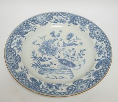 A Chinese blue and white dish, Yongzheng - Qianlong period, 35cm