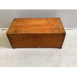 A small rectangular teak trunk, width 76cm, depth 40cm, height 31cm