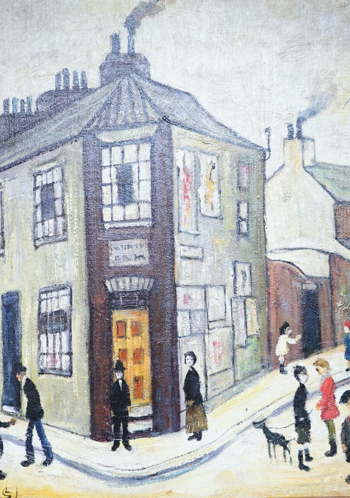 Manner of Laurence Stephen Lowry RBA RA (1887-1976) oil on board, Northern street scene with