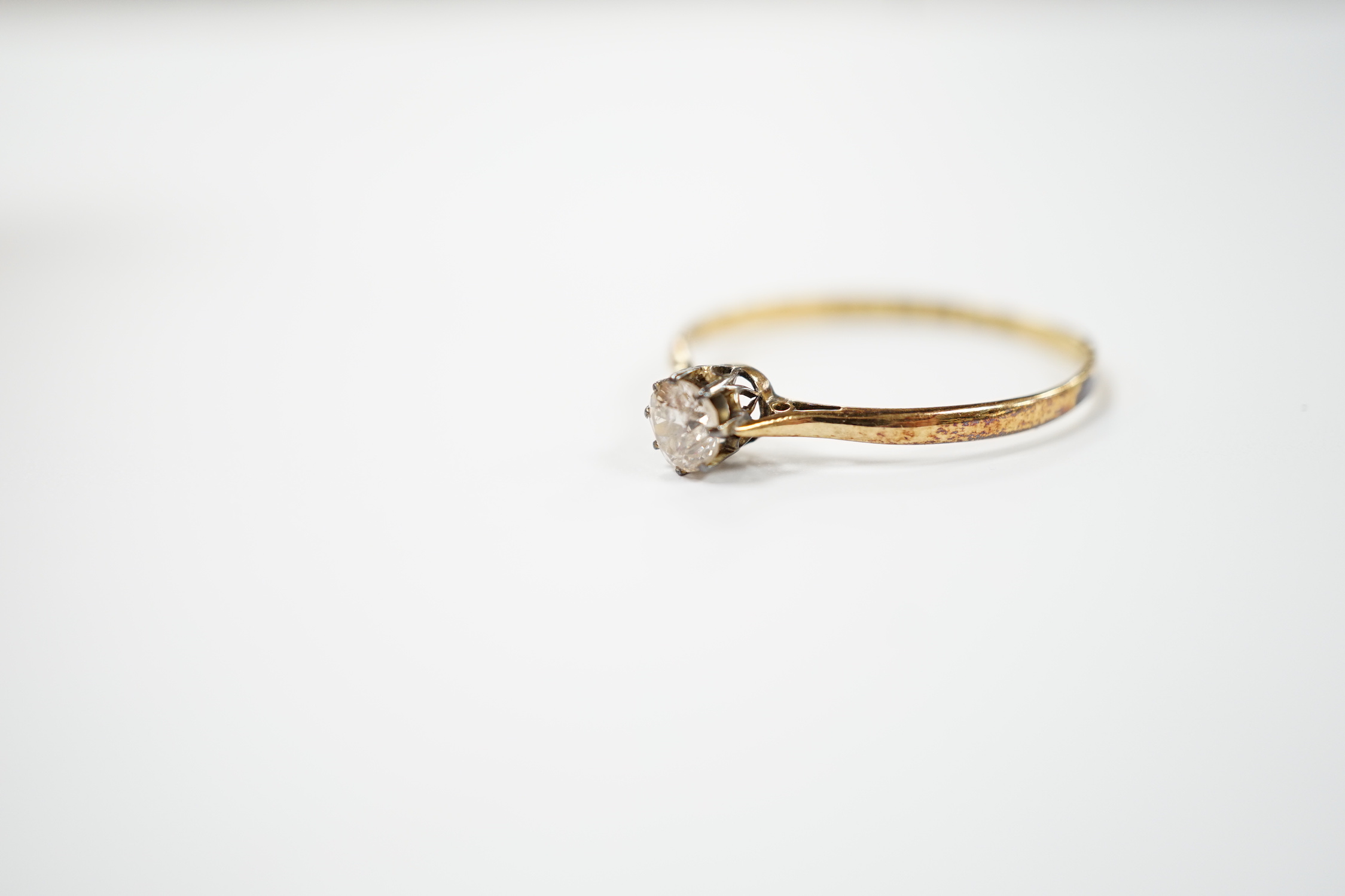 A 1920's 18ct gold and solitaire diamond set ring, size V, gross weight 1.8 grams. - Image 2 of 4