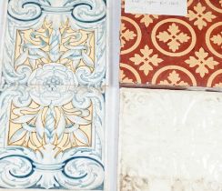 A quantity of various 19th century and later tiles including Mintons, William Brownfield etc,