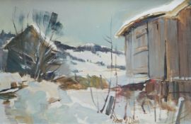 Bruce Le Dain (Canadian 1928-2000) Impressionist oil on board, ‘La Ferme, Les Eboulements, Que’,
