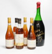 Five bottles of dessert wine including Domaine De Beaumalric 1998 and a magnum