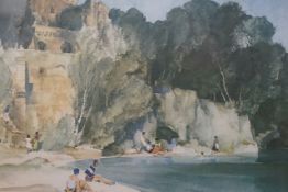 William Russell Flint (1880-1969) two colour prints, Pool below chateau and one other, one signed in