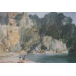 William Russell Flint (1880-1969) two colour prints, Pool below chateau and one other, one signed in